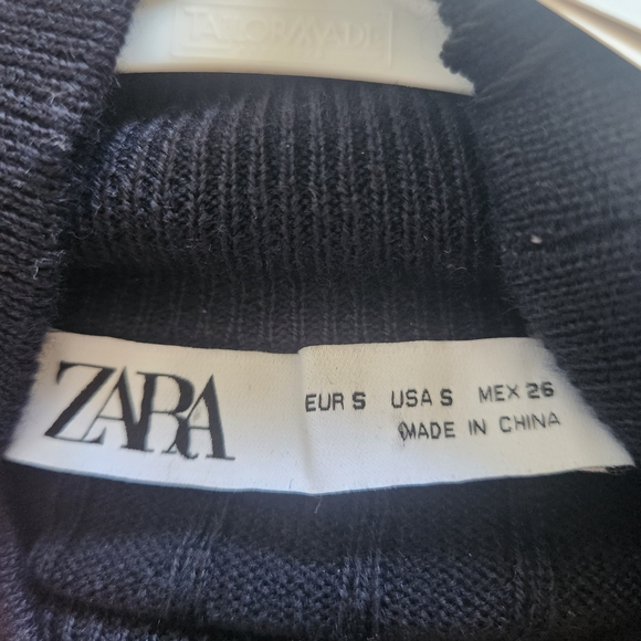 ZARA Black Ribbed Merino Wool Turtleneck NWT S Dark Academia - Picture 10 of 14